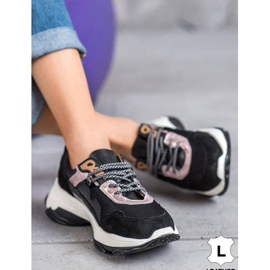 Goodin Baskets confortables en cuir noir 2