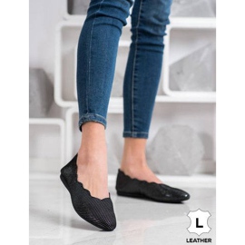 Filippo Ballerines en cuir élégantes le noir 1