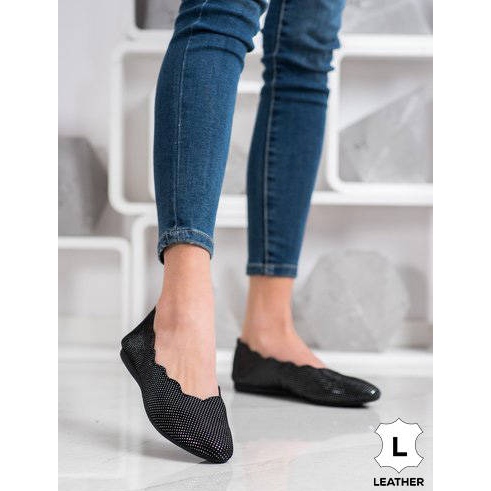 Filippo Ballerines en cuir élégantes le noir 1