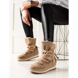 TRENDI Bottes de neige en daim marron beige 1