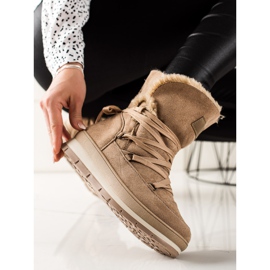 TRENDI Bottes de neige en daim marron beige 2