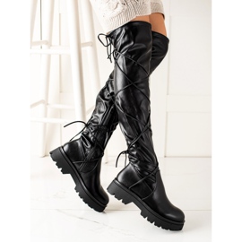 Seastar Look bottines à la mode avec reliure le noir 4