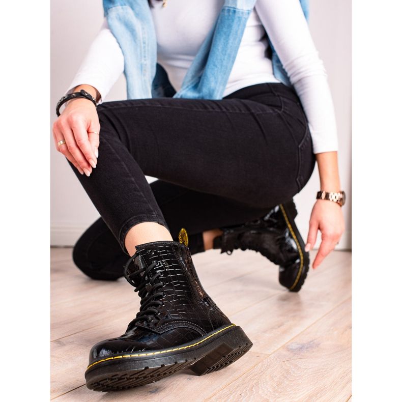 Filippo Trappeurs en cuir chaud noir 1