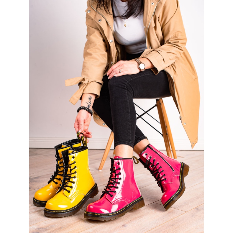 Filippo Trappeurs en cuir chaud rose 1