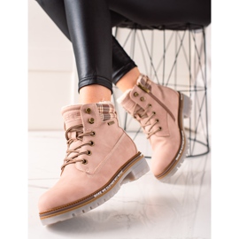 Goodin Trappeurs isolés en cuir écologique rose 1 Goodin Trappeurs isolés en cuir écologique rose 1