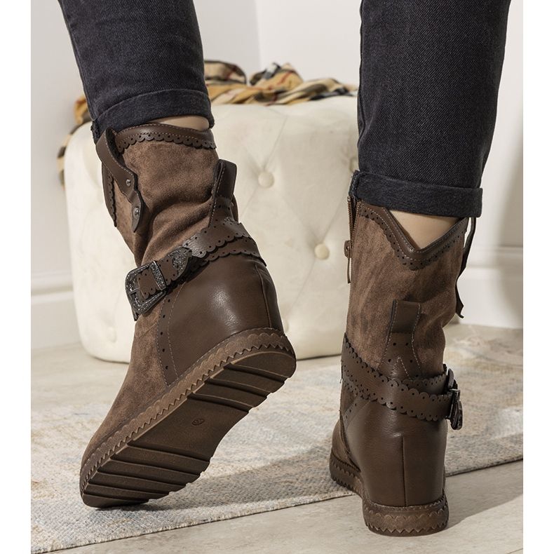 Boots femme marron avec isolation sur le compensé Sherry brun 1