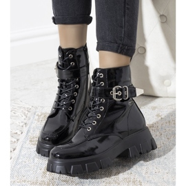 Bottes isolées laquées noires de Hampton le noir 1