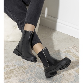 Bottines noires ornées de clous Phyllis le noir 1