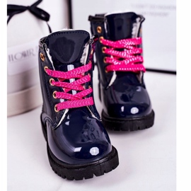 Bottines Enfant Chauffées De Fourrure, Laqué Navy Pinkie bleu marine 3