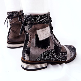 Bottes Jodhpur en cuir gris Maciejka 05095-03 noir 2