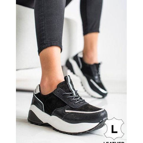 Baskets en cuir noir VINCEZA le noir argent 1 Baskets en cuir noir VINCEZA le noir argent 1