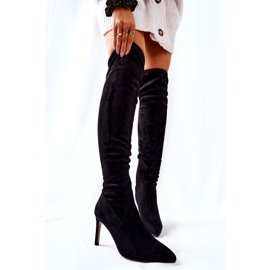 PE1 Bottes en daim noires à talons hauts Horina le noir 1