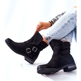 POTOCKI Bottes Renisse Noires En Daim Avec Boucles 1