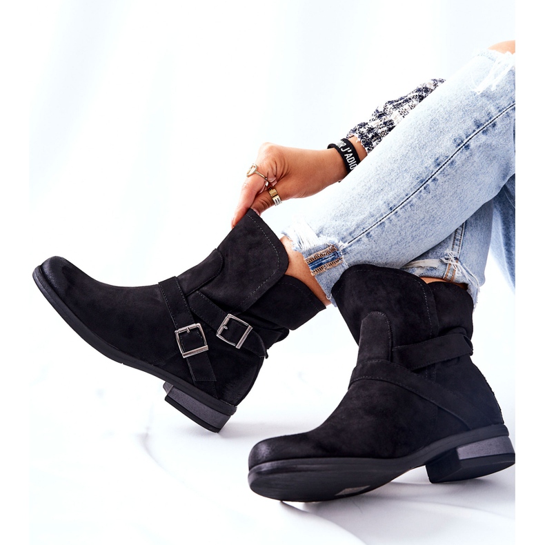 POTOCKI Bottes Renisse Noires En Daim Avec Boucles le noir 1