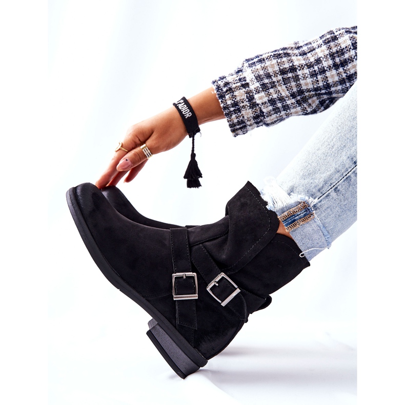 POTOCKI Bottes Renisse Noires En Daim Avec Boucles le noir 2
