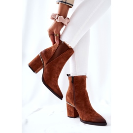 POTOCKI Bottes en daim marron Coriseis à talon haut brun 2