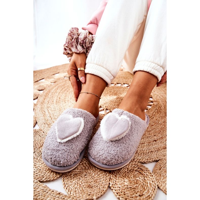 Pantoufles Heartbeat grises pour femmes 2