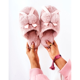 Chaussons Fourrure Pompons Rose Pamppies 1