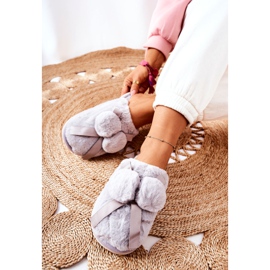 Chaussons Gris Pamppy Fourrure Avec Pompons 2 Chaussons Gris Pamppy Fourrure Avec Pompons 2