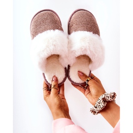 Chaussons Chauds Avec Fourrure Flamin Marron Clair beige brun 1