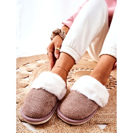 Chaussons Chauds Avec Fourrure Flamin Marron Clair beige brun 2