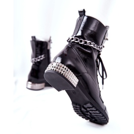 Bottes En Cuir Ouvriers Sur Talon Laura Messi Noir 2209 1