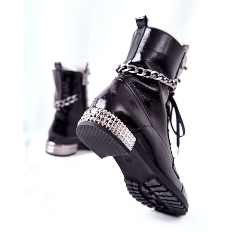 Bottes En Cuir Ouvriers Sur Talon Laura Messi Noir 2209 1