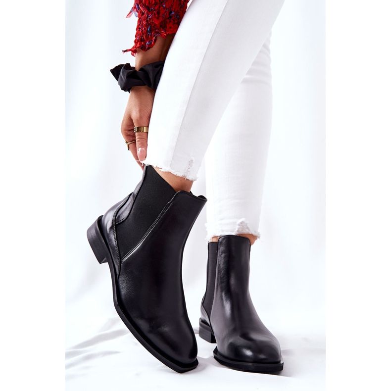 Bottines Chelsea En Cuir Sur Talon Laura Messi Noir 2353 1
