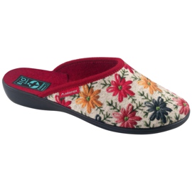 Chaussons Femme A Fleurs Adanex 26742 Beige rouge 1 Chaussons Femme A Fleurs Adanex 26742 Beige rouge 1