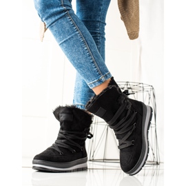 TRENDI Bottes de neige en daim noires le noir 2