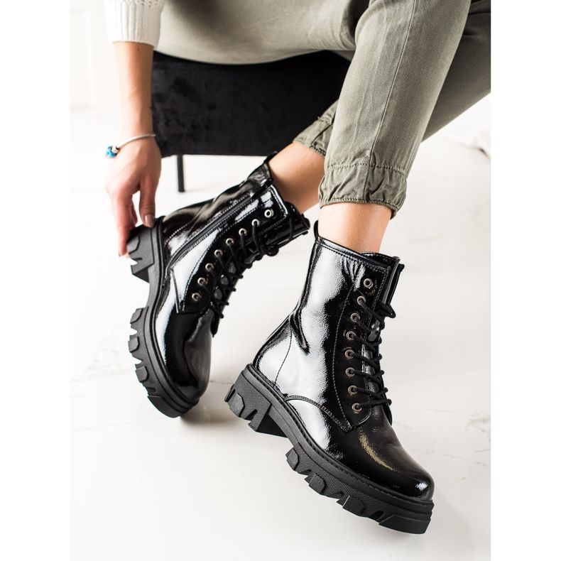 Goodin Bottines Laquées Sur La Plateforme noir 1