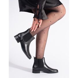 Sergio Leone Bottines Chelsea à talon décoratif le noir 1