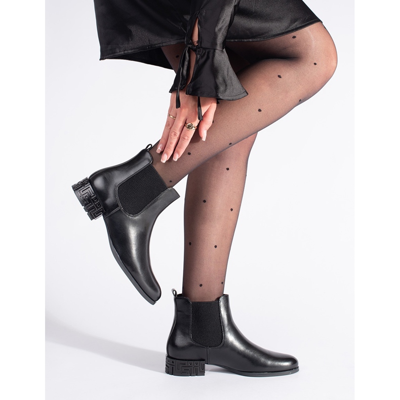 Sergio Leone Bottines Chelsea à talon décoratif le noir 1 Sergio Leone Bottines Chelsea à talon décoratif le noir 1