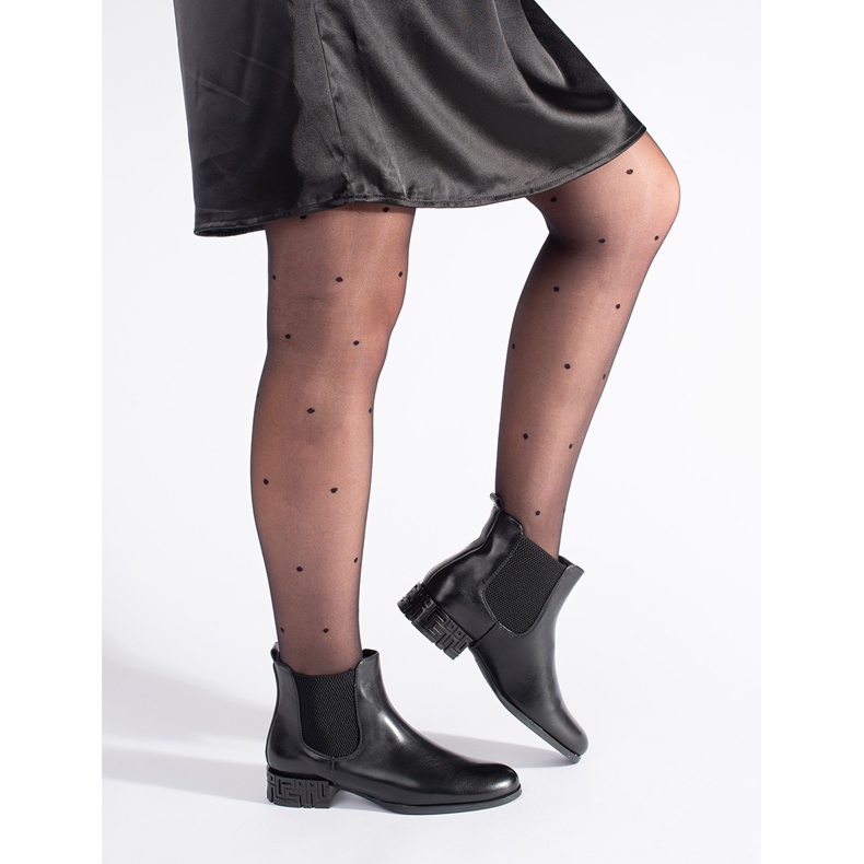 Sergio Leone Bottines Chelsea à talon décoratif le noir 2