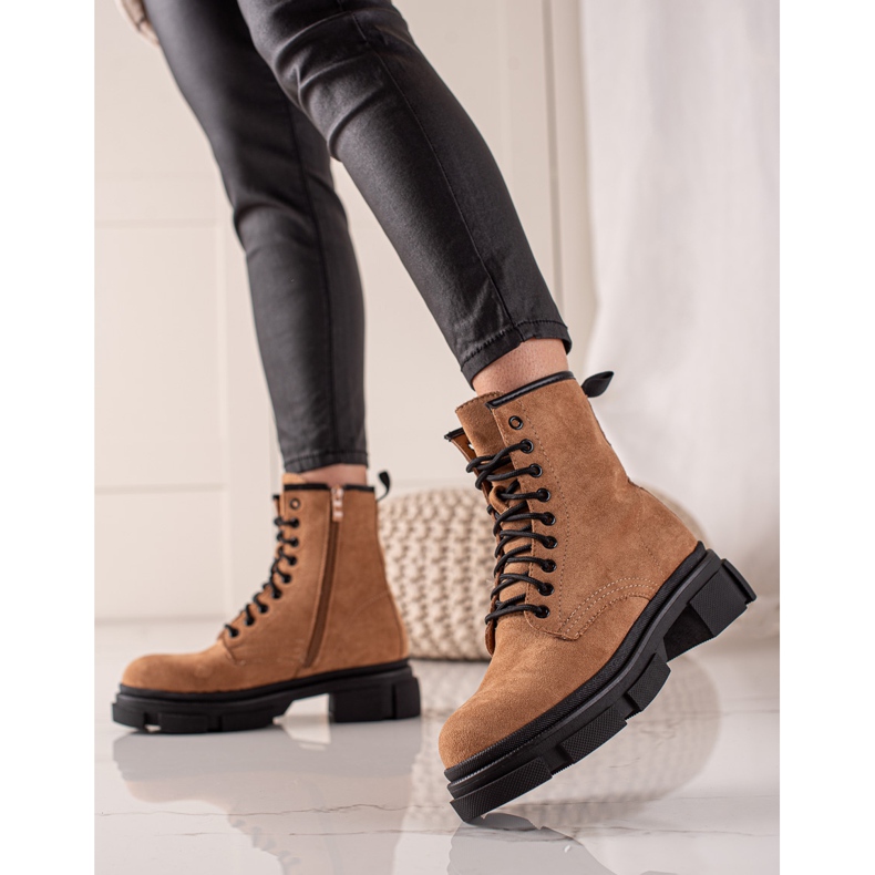 Super Me Trappeurs en daim marron beige brun 1