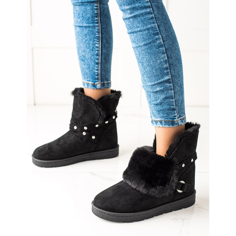 TRENDI Mukluki noir avec zircons 1