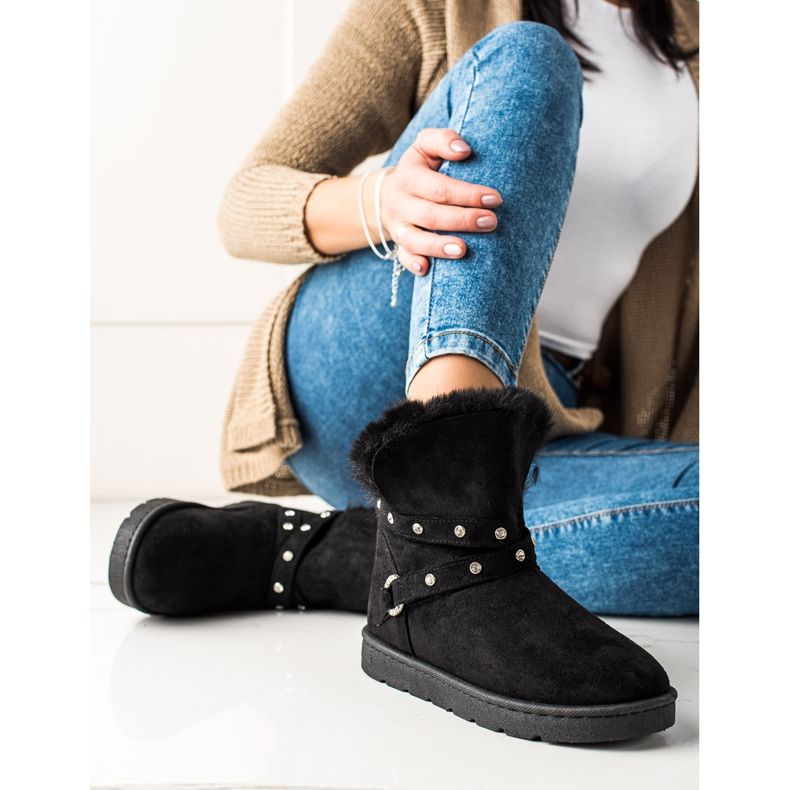 TRENDI Mukluki noir avec zircons 2