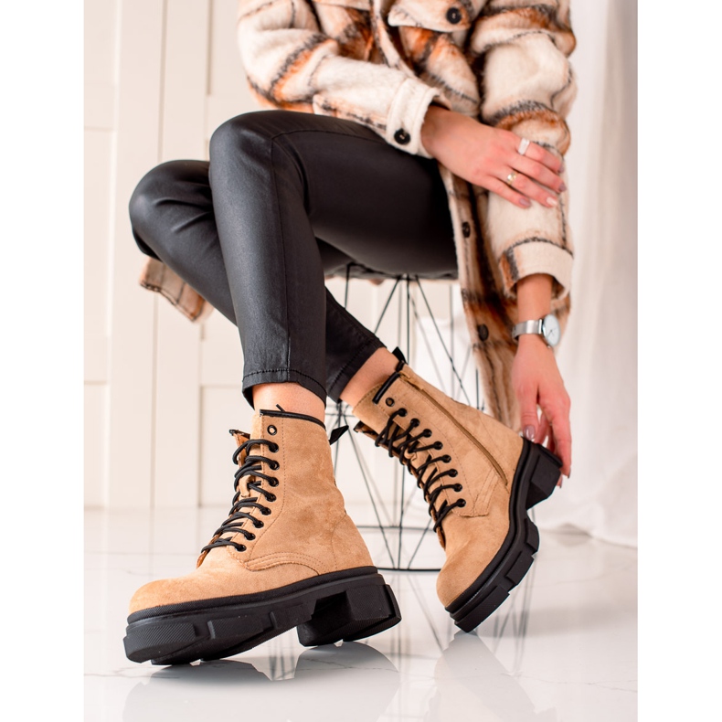 Super Me Trappeurs en daim beige 1