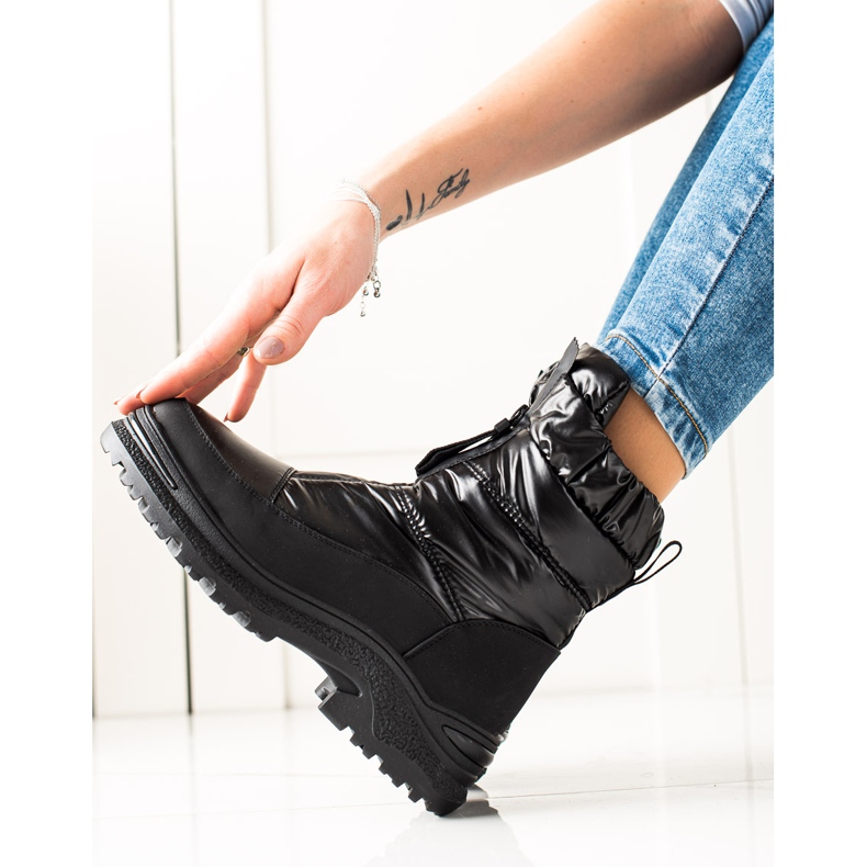 Weide Bottes de neige noires sur le curseur le noir 1