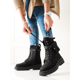 TRENDI Bottines trappe à lacets avec une poche noir 2
