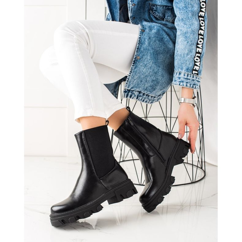 TRENDI Bottes sur la plate-forme le noir 2