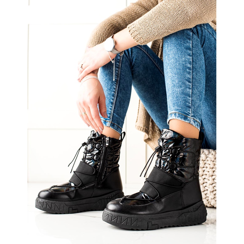 TRENDI Bottes de neige confortables sur la plate-forme noir 1