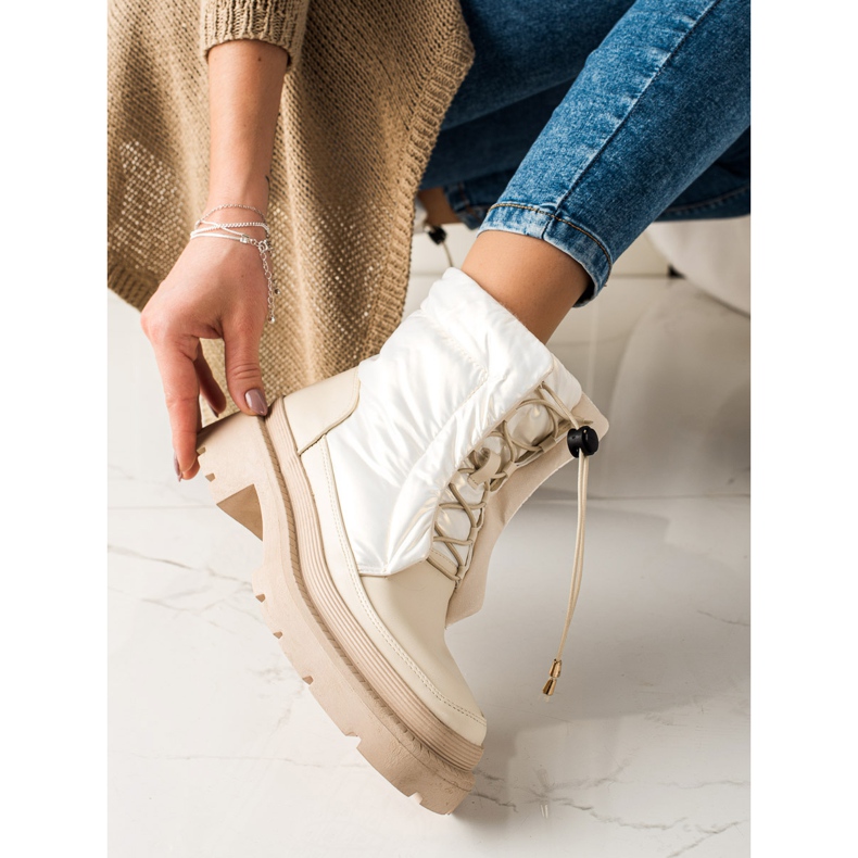 Small Swan Bottes de neige beiges sur la plate-forme 1