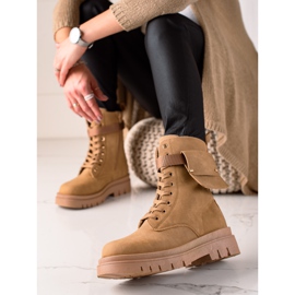 TRENDI Bottes à lacets Trappers avec poche beige 2 TRENDI Bottes à lacets Trappers avec poche beige 2