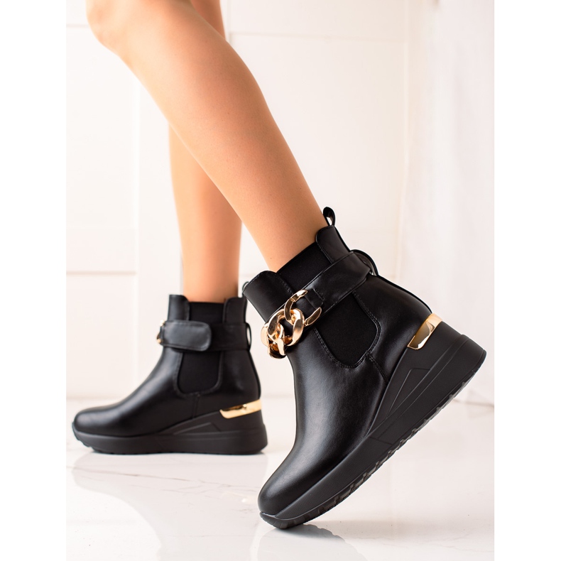 Groto Gogo Bottes compensées à la mode noir 1