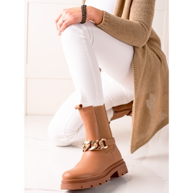 TRENDI Bottines hautes avec chaîne beige 1