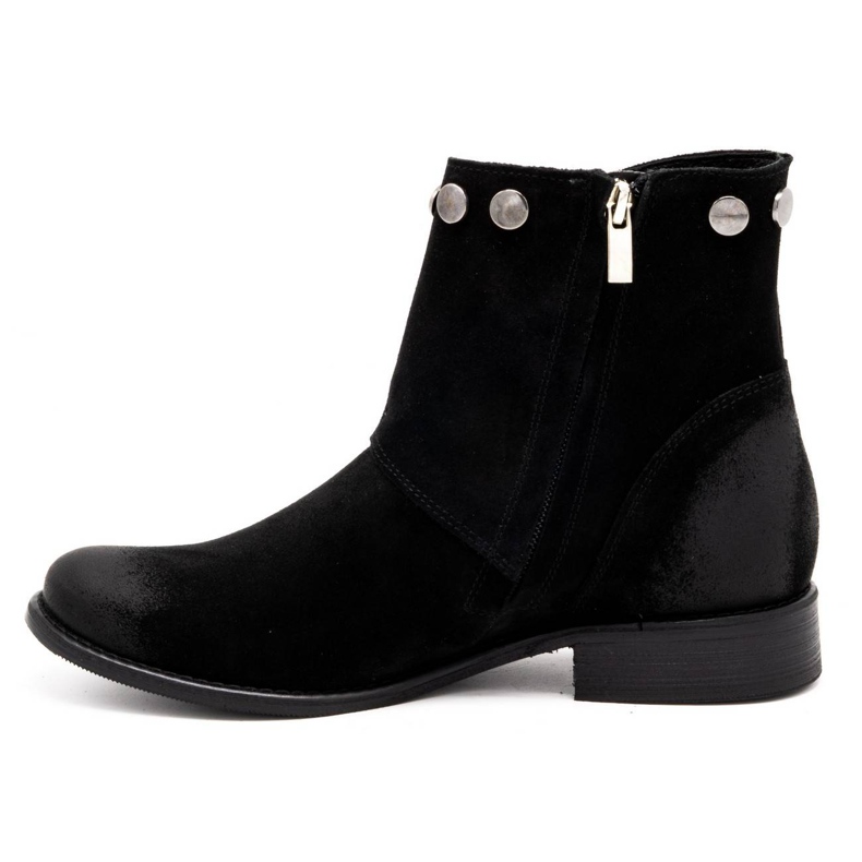 Exquisite Bottines femme en cuir avec clous 1198 noir le noir 1