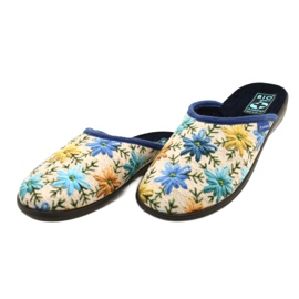 Chaussons Femme A Fleurs Adanex 26743 Beige-Bleu 3