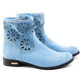 Olivier Confortable bottines ajourées bleu Alice 2