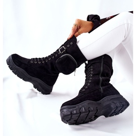 Bottes En Daim Sur La Plateforme Avec Rein Noir Issanti 1